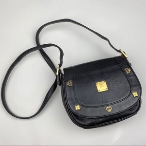 MCM Black Crossbody Bag with Gold Accents